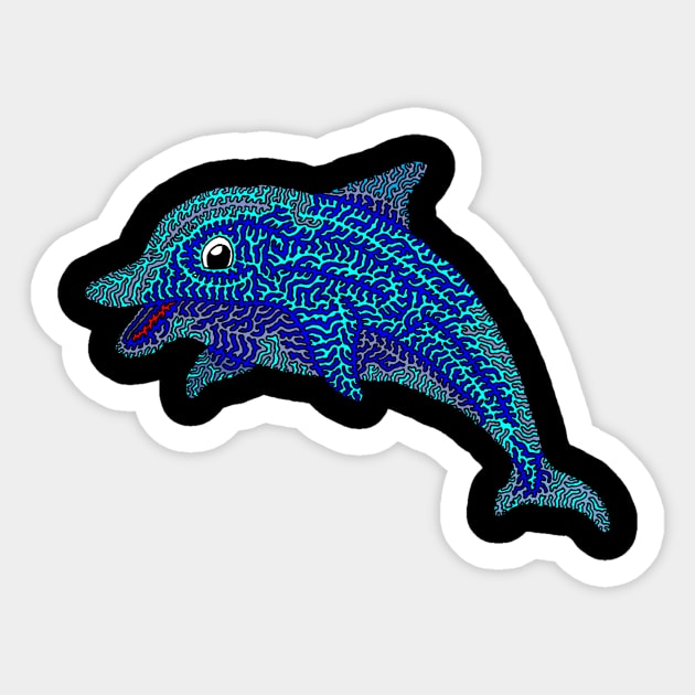 Squiggle Dolphin Sticker by NightserFineArts